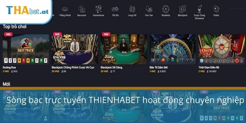 Sòng bạc trực tuyến THIENHABET hoạt động chuyên nghiệp